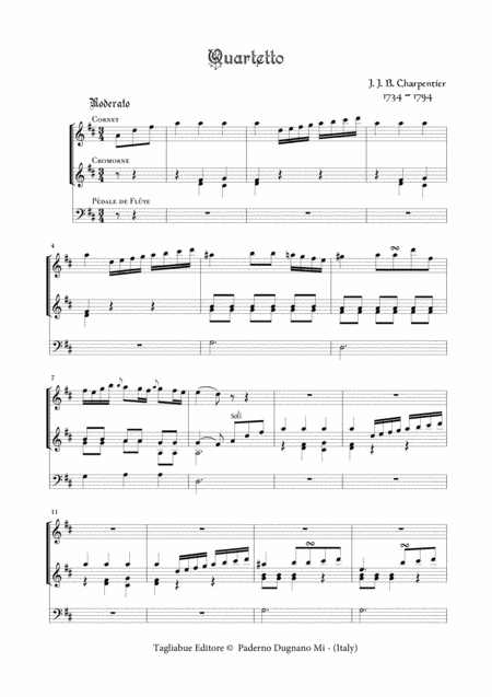 Free Sheet Music Charpentier J J B Quartetto For Organ 3 Staff