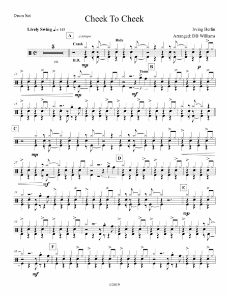 Cheek To Cheek Drum Set Sheet Music