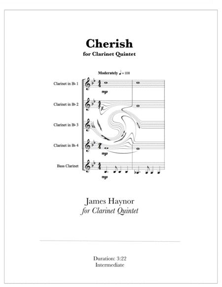 Cherish For Clarinet Quintet Sheet Music