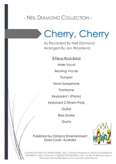 Cherry Cherry 8 Piece Rock Band Sheet Music