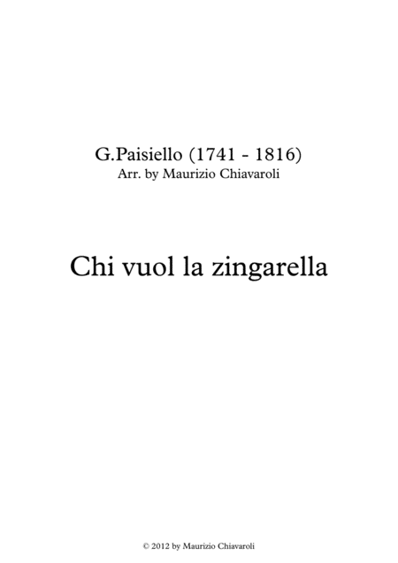 Chi Vuol La Zingarella Sheet Music