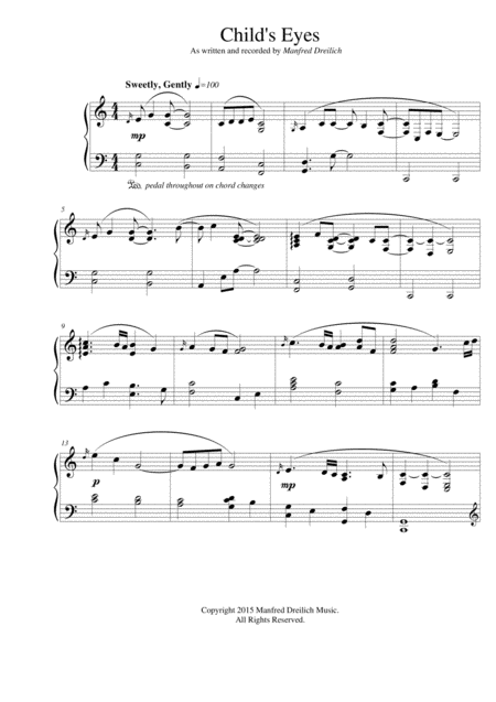 Free Sheet Music Childs Eyes