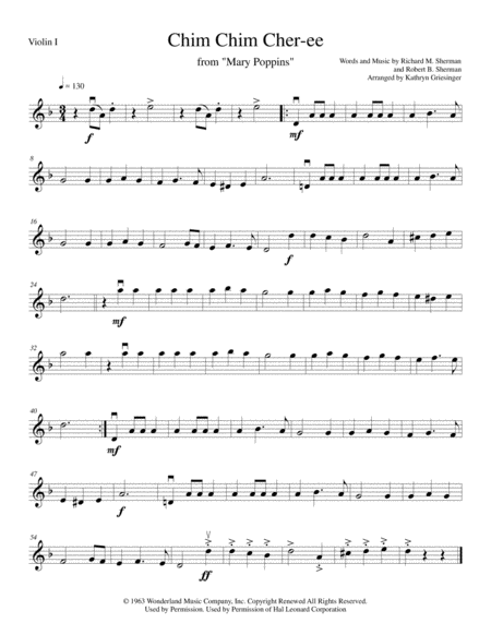 Free Sheet Music Chim Chim Cher Ee From Disneys Mary Poppins String Quartet