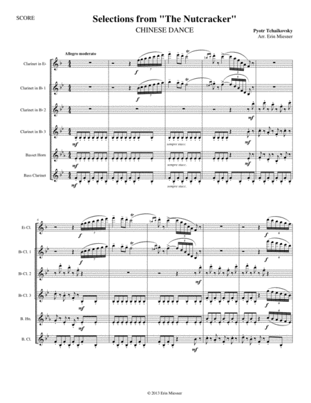 Chinese Dance From The Nutcracker For Clarinet Quartet Sheet Music