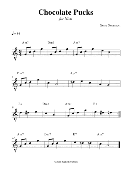 Chocolate Pucks Play Along Sheet Music