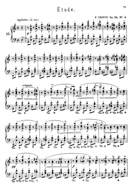 Chopin Etude In A Minor Op 25 No 4 Original Complete Version Sheet Music