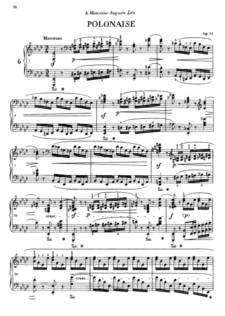 Free Sheet Music Chopin Polonaise In A Flat Major Op 53