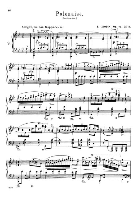 Chopin Polonaise In Bb Major Op 71 No 2 Original Version Sheet Music