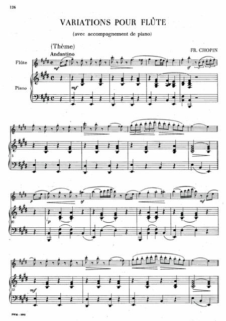 Free Sheet Music Chopin Variations For Flute And Piano In E Major B 9 Complete Version