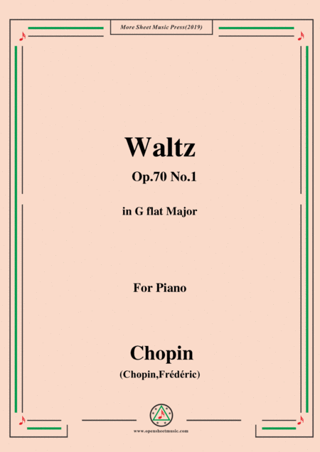 Chopin Waltz Op 70 No 1 In G Flat Major For Piano Sheet Music