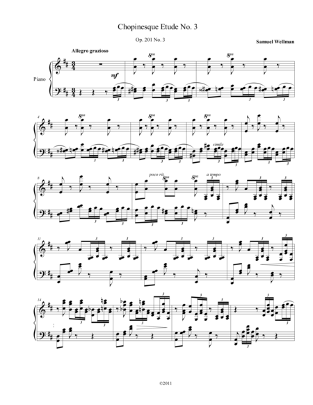 Free Sheet Music Chopinesque Etude No 3 In D