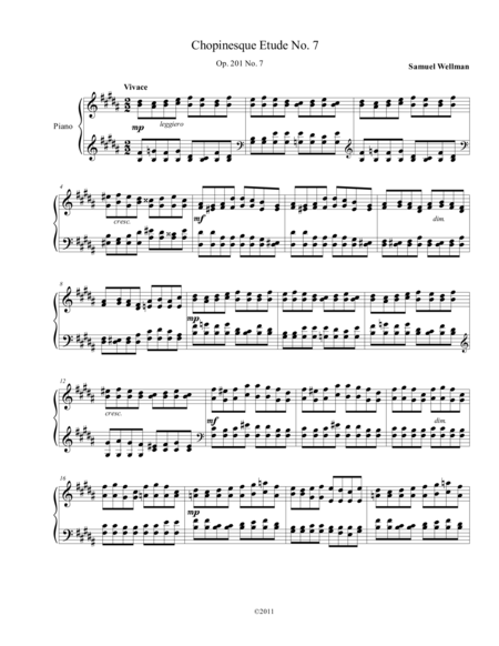 Free Sheet Music Chopinesque Etude No 7 In B