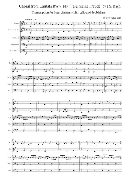 Free Sheet Music Choral Jesu Meine Freude Transcription For Chamber Instruments