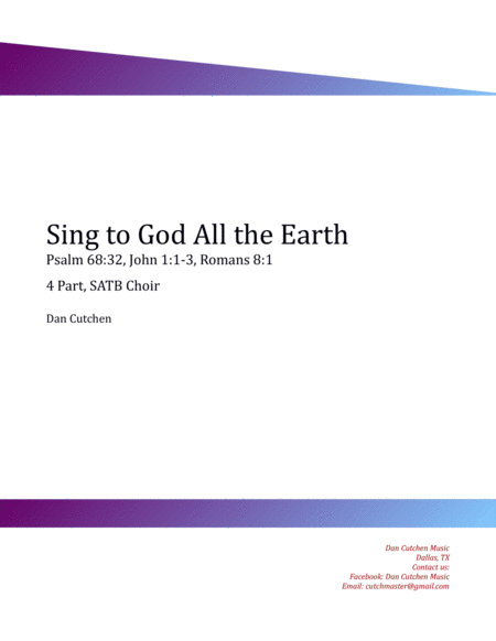 Choral Sing To God All The Earth Satb Sheet Music