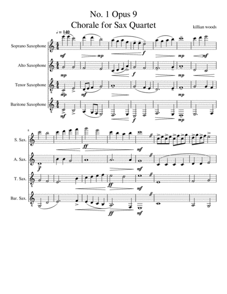 Free Sheet Music Chorale For Saxophone Quartet