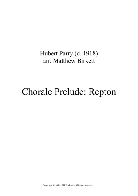 Free Sheet Music Chorale Prelude Repton