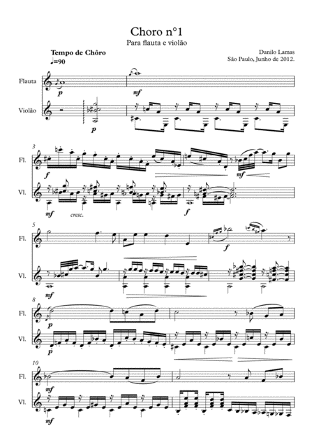 Free Sheet Music Choro N 1 For Flute And Guitar