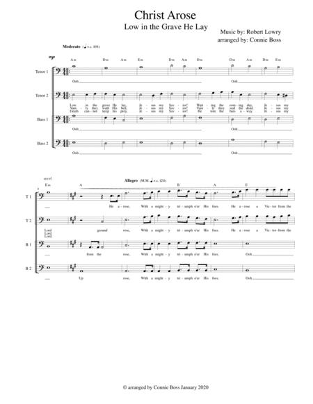 Free Sheet Music Christ Arose Low In The Grave He Lay A Capella Ttbb