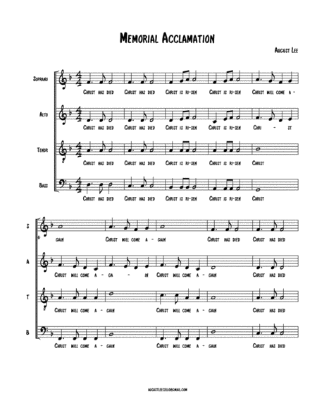 Christ Has Died Christ Is Risen Christ Will Come Again Memorial Acclamation Sheet Music