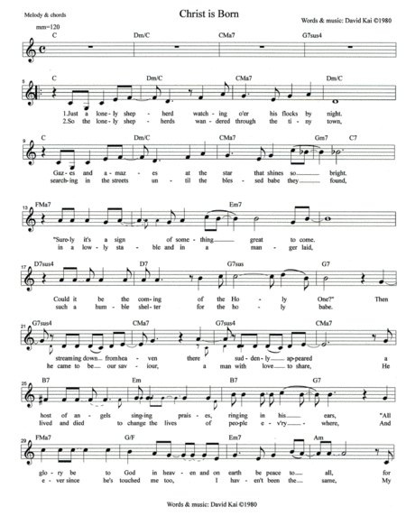 Free Sheet Music Christ Is Born Lead Sheet