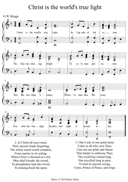 Christ Is The Worlds True Light A New Tune To A Wonderful Old Hymn Sheet Music