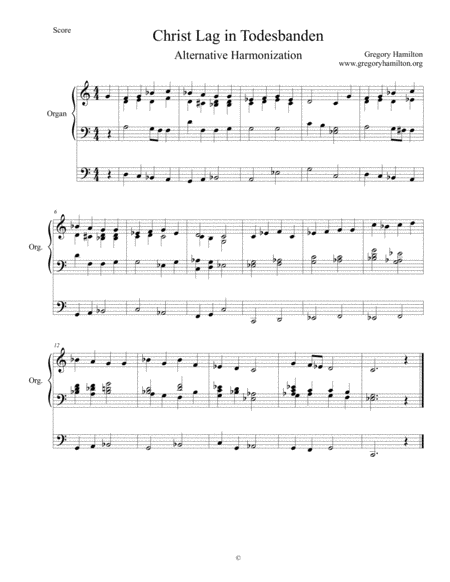 Christ Lag In Todesbanden Christ Lay In The Bonds Of Death Alternative Harmonization Sheet Music