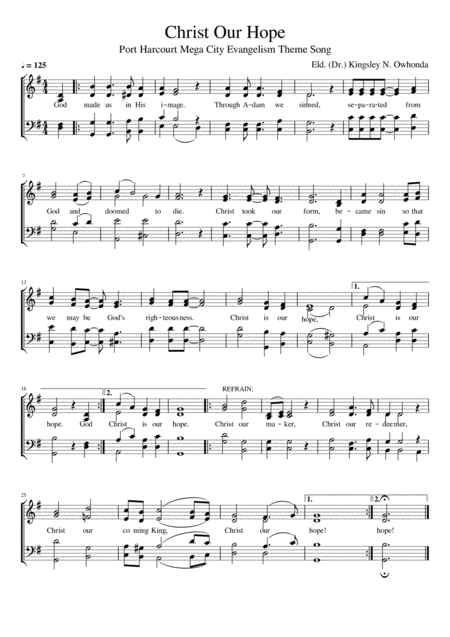 Free Sheet Music Christ Our Hope