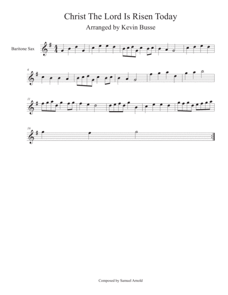 Free Sheet Music Christ The Lord Is Risen Today Bari Sax