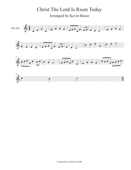 Christ The Lord Is Risen Today Easy Key Of C Alto Sax Sheet Music