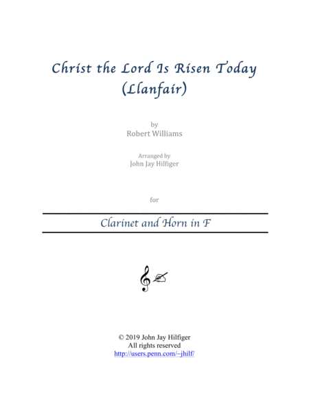 Christ The Lord Is Risen Today For Clarinet And Horn Sheet Music