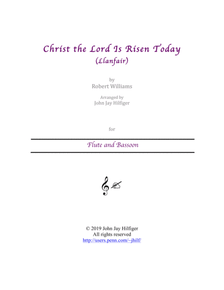 Christ The Lord Is Risen Today For Flute And Bassoon Sheet Music