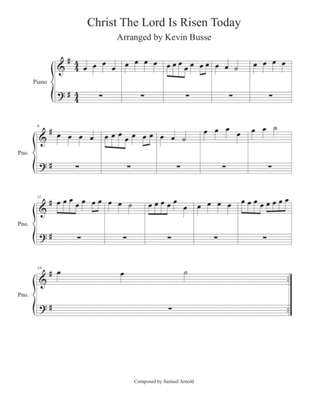 Christ The Lord Is Risen Today Piano Sheet Music