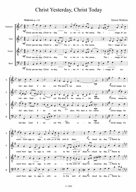 Free Sheet Music Christ Yesterday Christ Today