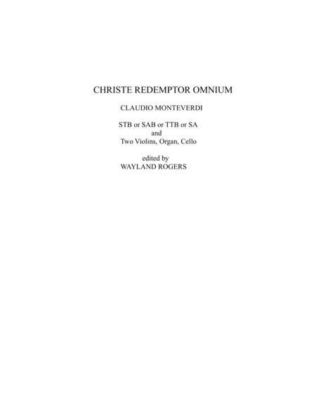 Free Sheet Music Christe Redemptor Omnium