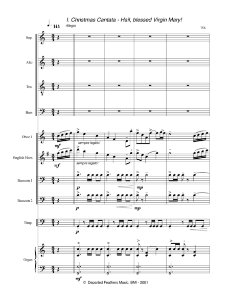 Christmas Cantata 2001 Rev 2014 For Satb Chorus 2 Oboes Eng Horn 2 Bassoons Timpani And Organ Sheet Music