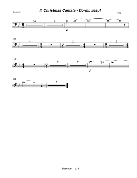 Free Sheet Music Christmas Cantata 2001 Rev 2014 Ii Dormi Jesus Bassoon 1