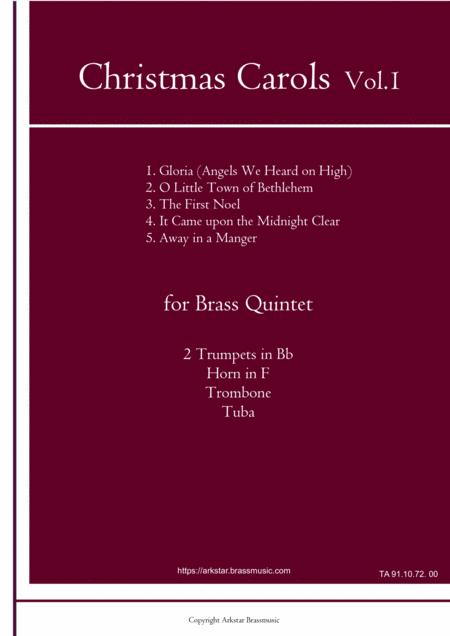 Christmas Carols For Brass Quintet Vol 1 5 Christmas Carols Sheet Music