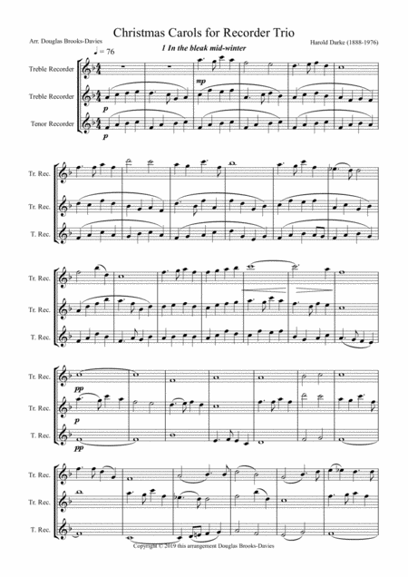 Free Sheet Music Christmas Carols For Recorder Trio Aat