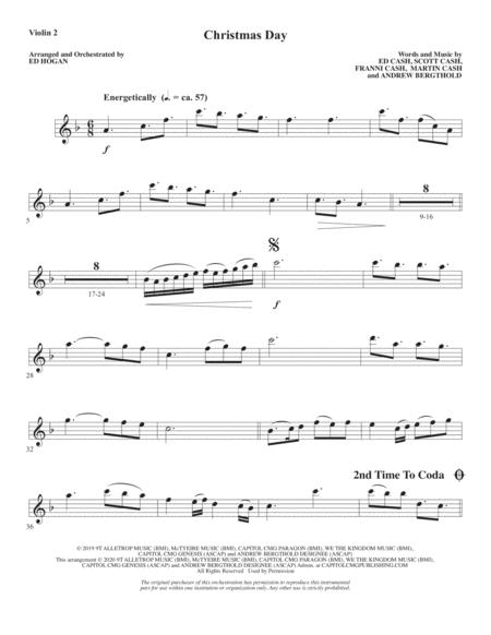 Free Sheet Music Christmas Day Arr Ed Hogan Violin 2