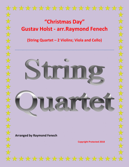 Free Sheet Music Christmas Day Gustav Holst String Quartet 2 Violins Viola And Violoncello Advance Intermediate