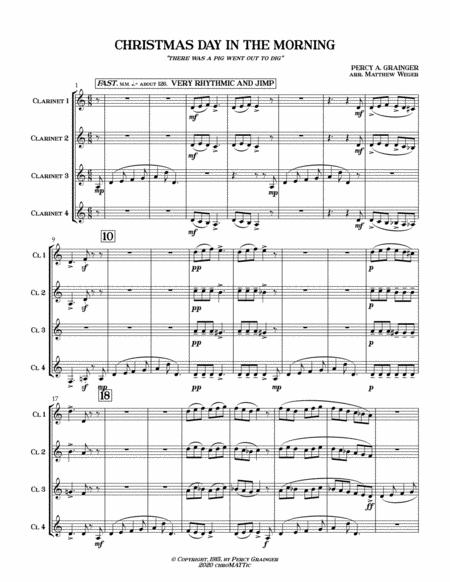 Free Sheet Music Christmas Day In The Morning For Clarinet Quartet
