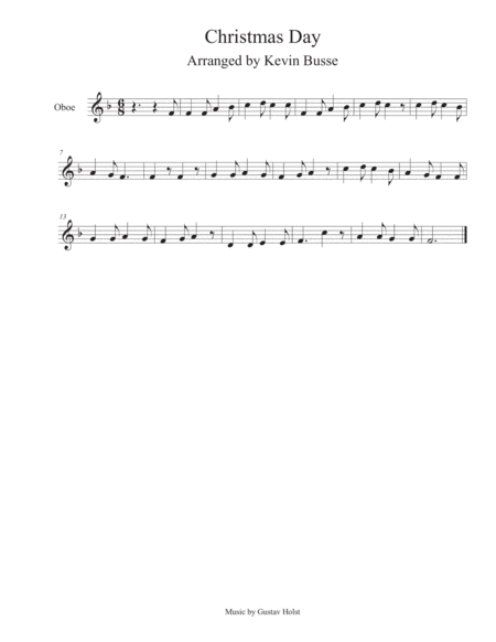 Free Sheet Music Christmas Day Oboe