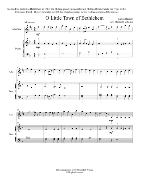 Free Sheet Music Christmas Duets For Alto Saxophone Piano Little Town Of Bethlehem