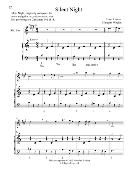Free Sheet Music Christmas Duets For Alto Saxophone Piano Silent Night