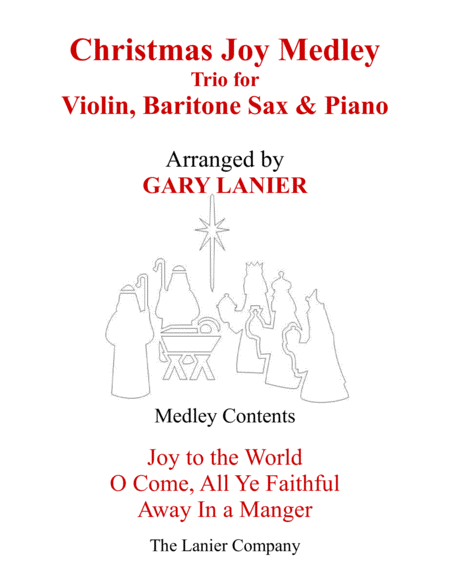 Christmas Joy Medley Trio Violin Baritone Sax Piano With Parts Sheet Music