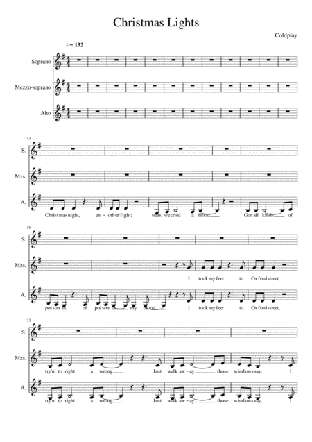 Christmas Lights Choral Arrangements Ssa Sheet Music