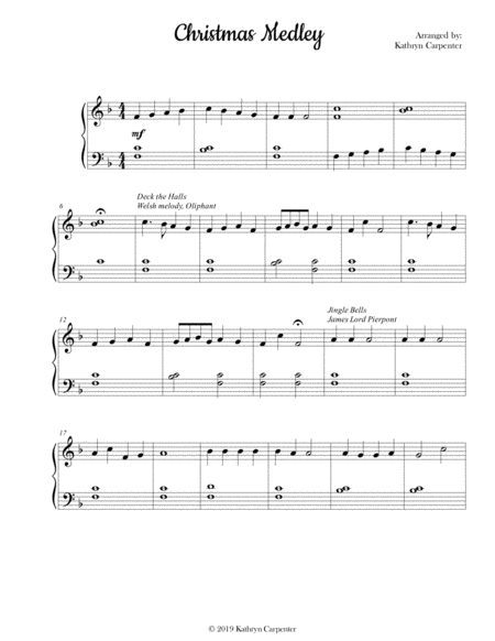 Free Sheet Music Christmas Medley Easy Piano F Major