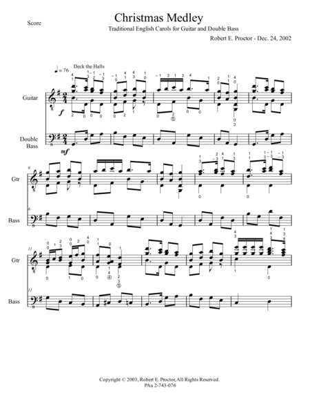 Free Sheet Music Christmas Medley For Guitar And Bass