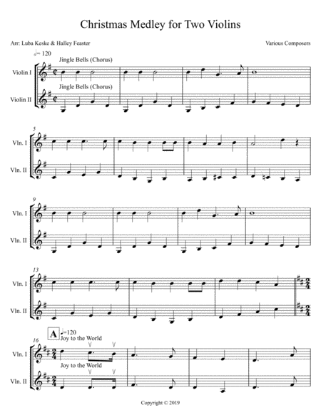 Christmas Medley For Two Violins Sheet Music