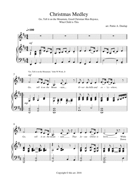 Christmas Medley For Voice And Piano Sheet Music